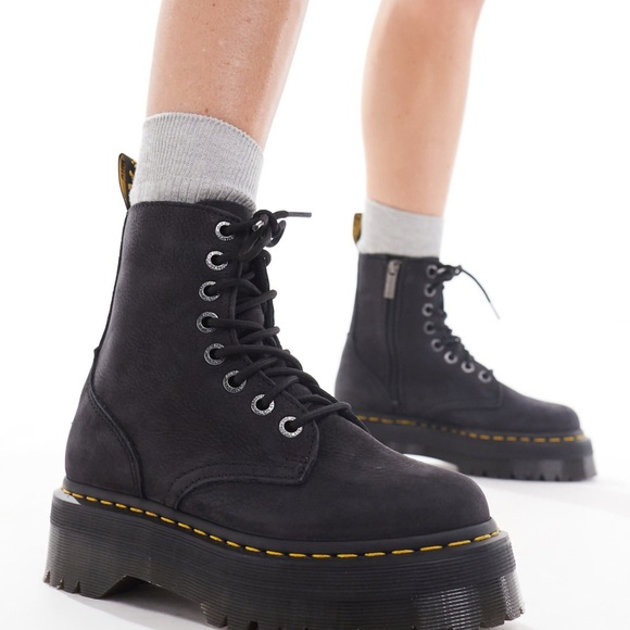 New Martens Jadon III 8-Eye Platform Boots Charcoal Nubuck - Main Image